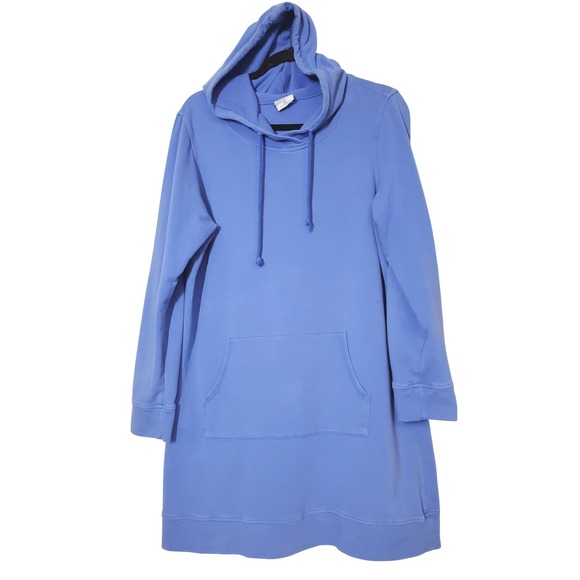 CMC BY COLOR ME COTTON Blue Hoodie Dress Size L Made in USA Casual Comfort - Picture 1 of 8